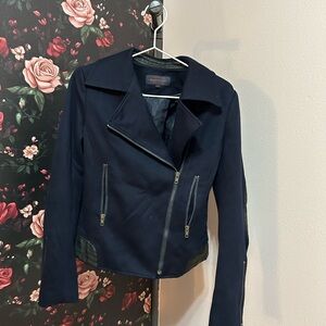 James Jeans Dark Blue Leather Jacket